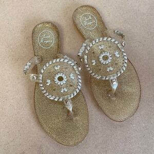 Jack Rogers Georgica Jelly Sandals Gold Sparkle Size 7